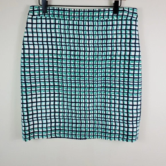EUC KATE SPADE Stylish Green and White Checkered Mid Length Skirt, Fully Lined - Picture 5 of 16